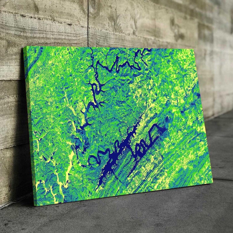 Norris Lake Map Art From Space Map Artistic Green Gallery Etsy