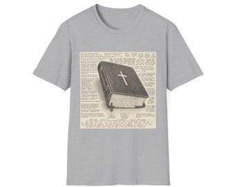 Camiseta con diseño de página de la Santa Biblia / Camiseta con tipografía de las Escrituras