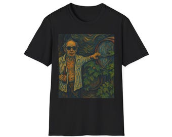 Vintage Hunter Thompson Style Bier- und Weinfass-T-Shirt, Unisex, Softstyle, Retro-T-Shirt, lustiges Grafik-Shirt, einzigartiges Boho-Outfit, Geschenkidee