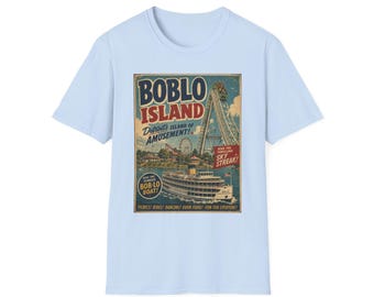Camiseta estilo póster vintage del parque de atracciones Boblo Island, barco Boblo de Detroit