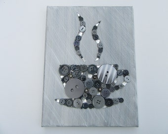 Button art cup of coffee / cup of tea painting