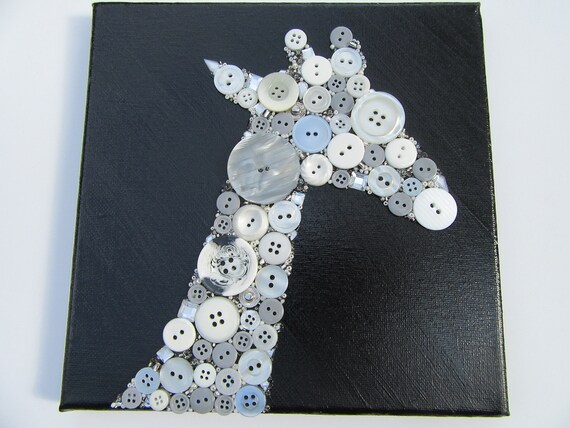 Giraffe Knopfkunst Malerei Schwarz Weiss Auf Leinwand xcm Etsy