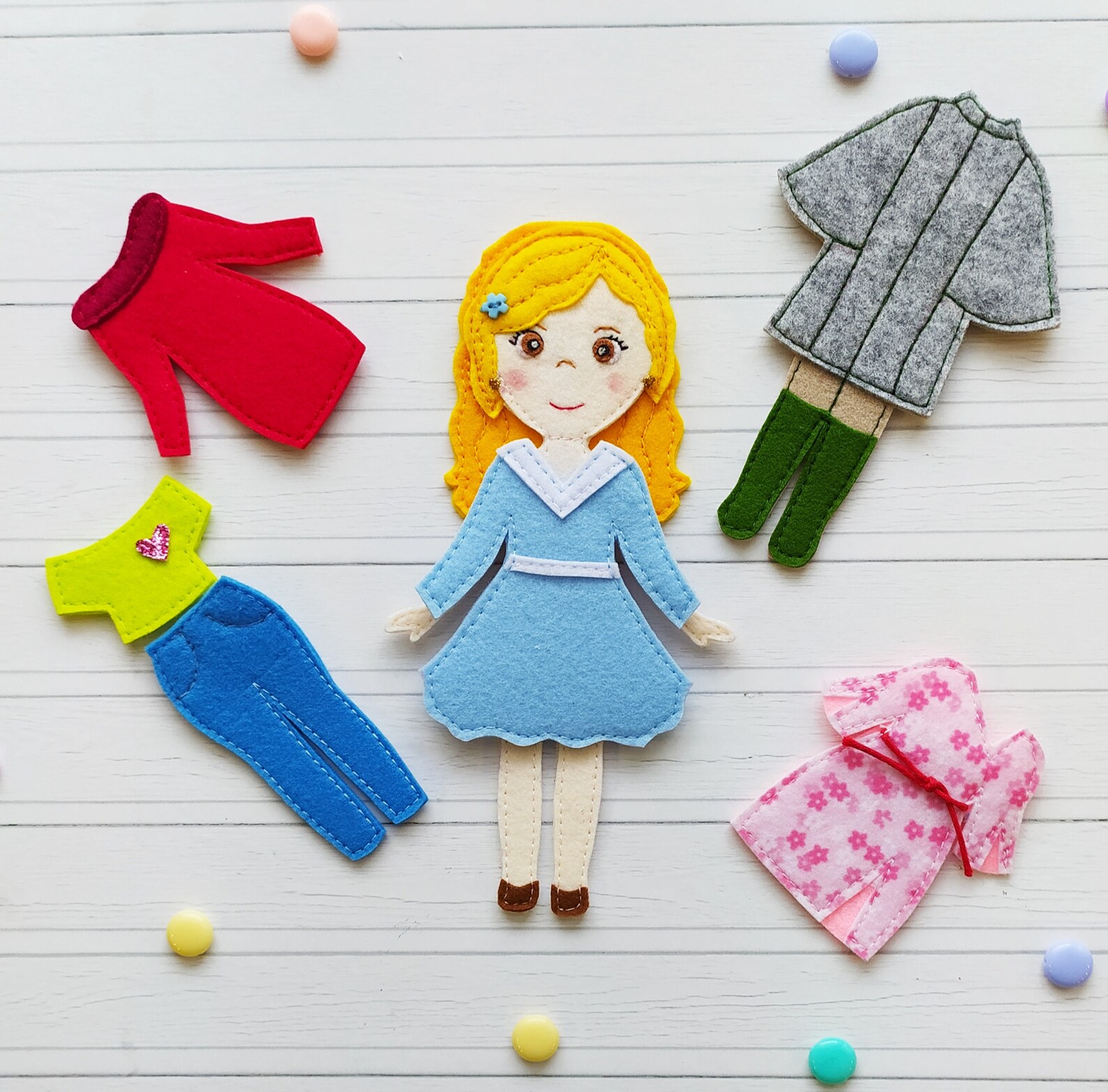 Felt doll pattern pdf Felt dress up doll pattern Quiet book Etsy