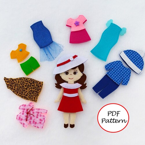 Felt Doll With Clothes Play Set for Girl PDF Pattern Felt Etsy