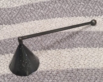 Black Embossed Heart Hinged Candle Snuffer Extinguisher 7"