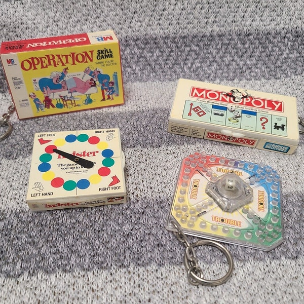 Operation, Twister, Monopoly & Trouble Games Mini Keychain Lot