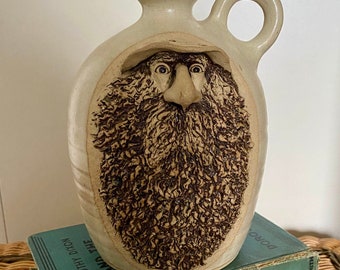 Vintage "Miller Lake Pottery, 1980s, Robert Nantais, SIGNED, gnome face pottery, troll face, UGLY FACE jug, sculptural pottery, pottery jug