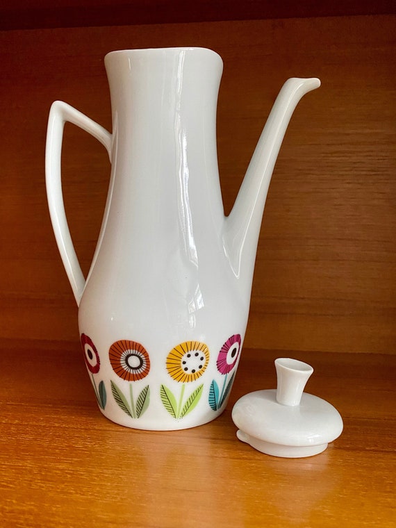 Upsala Ekeby Karlskrona コーヒーポット、Ignis Bellis Floral、Eva 