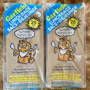 GARFIELD LUNCH BAGS, paper lunch bags, Garfield, Jim Davis, back to school, 50 bags, new old stock, grumpy cat, Did somebody say lunch?