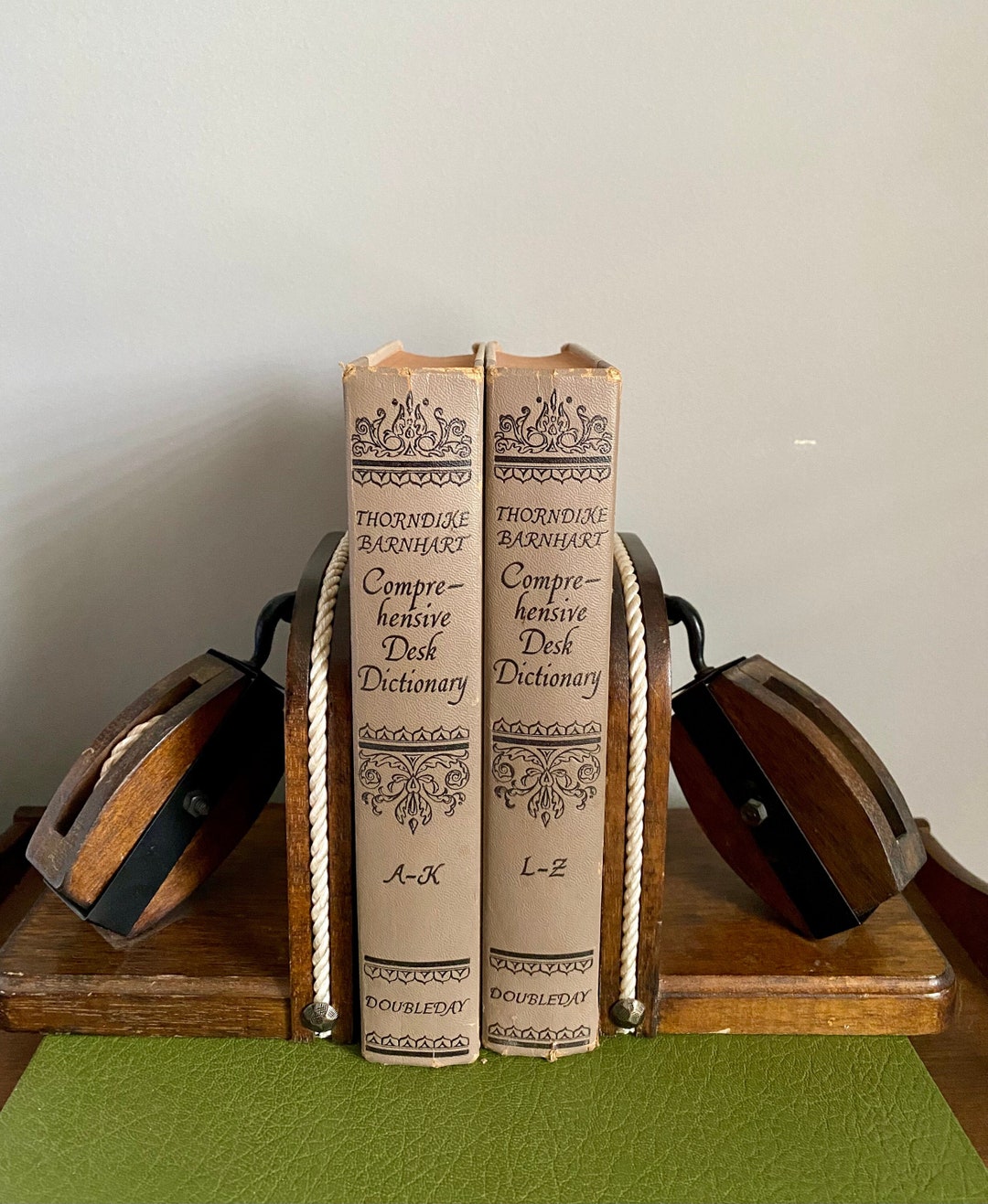 Vintage Nautical Wooden Bookends With Pulleys, Coastal Cottage Decor - Etsy