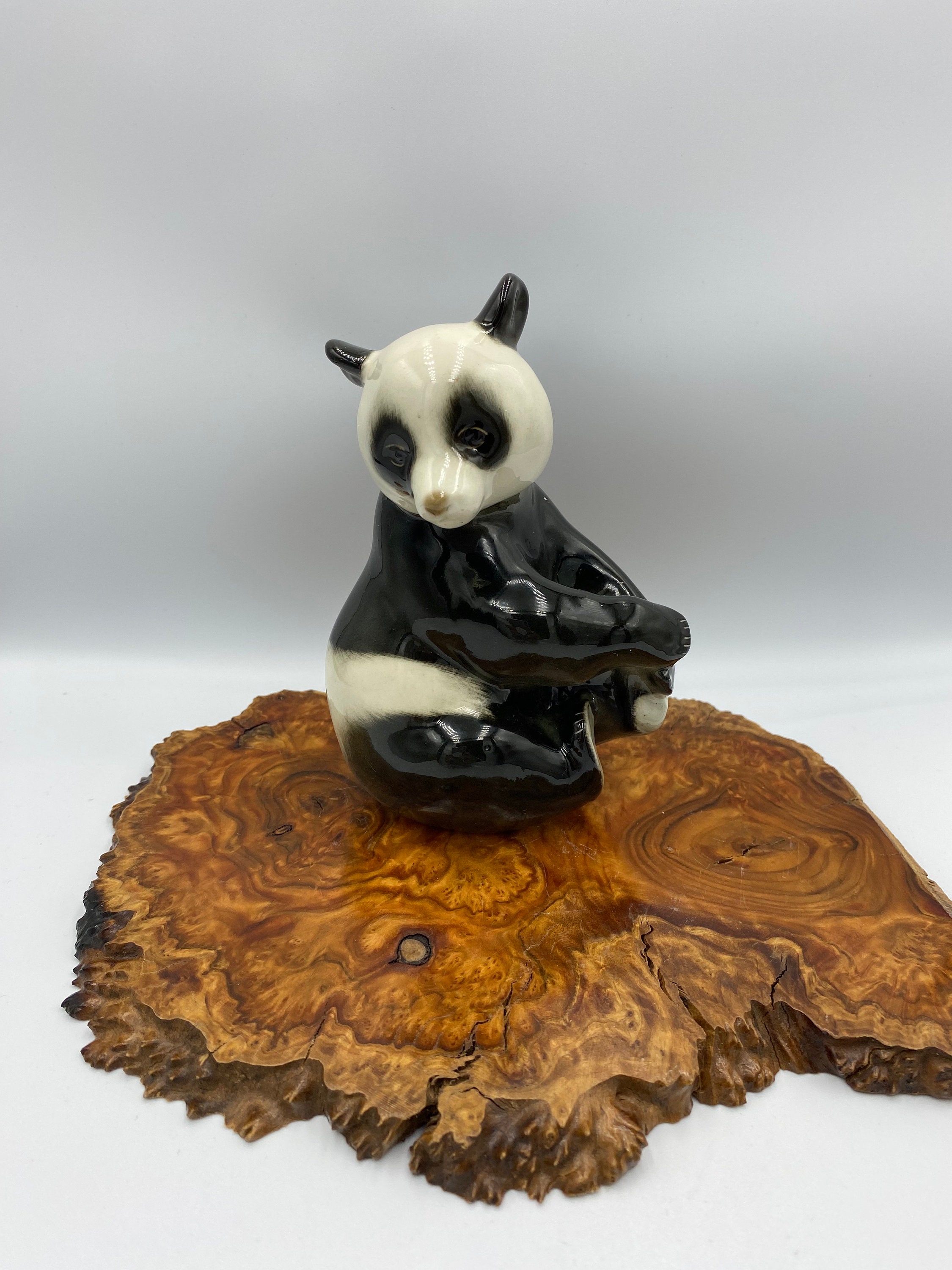 Vintage LOMONOSOV porcelain figure, PANDA, Made in USSR, 1960's, panda lover, black and white, vintage figurine, 5 1/2" tall, bamboo lover