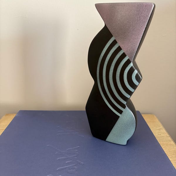 John Bergen Post-Modern Pottery Vase, Canadian Artist, Memphis Group Design