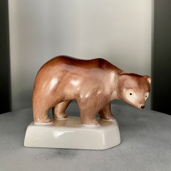 ZSOLNAY? Hungarian bear figurine, Hungary, porcelain bear figure, PECS, Imre Schrammel?,