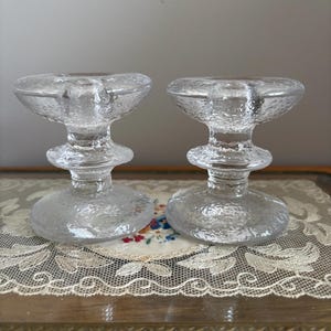 Pair of IITTALA FESTIVO Timo Sarpaneva, one ring candleholders, Finland, MCM