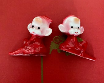 ヴィンテージの韓国製ピクシーエルフ、クリスマスデコレーション、1950年代