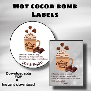 Basic Hot Cocoa Bomb Labels| Any Occasion, Christmas, Holiday Gift tag