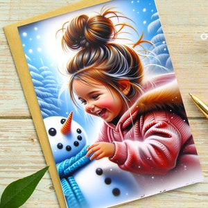 Weihnachtsgrüße: "Künstlerisches Schneemann-Design ""Grußkarten, Feiertagskarte, mehrere Größenoptionen (1, 10, 30 und 50 Stück)"