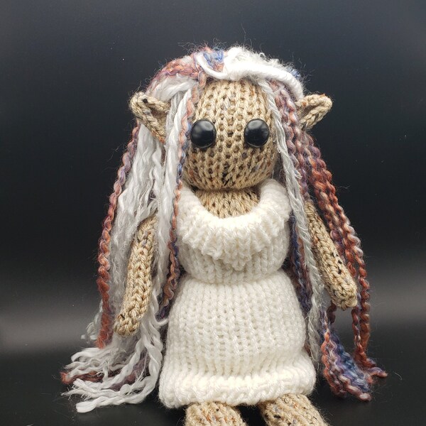 sweet fantasy elf hand-knit plush rag doll art doll