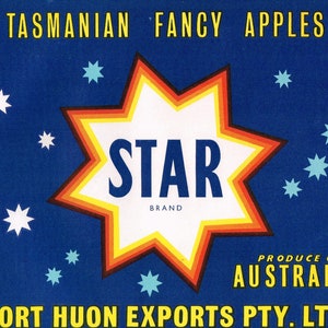 Vintage Tasmanian Apple Box Labels Star I Brand Special Price &quot;Baker&#39;s Dozen&quot; 13 Labels