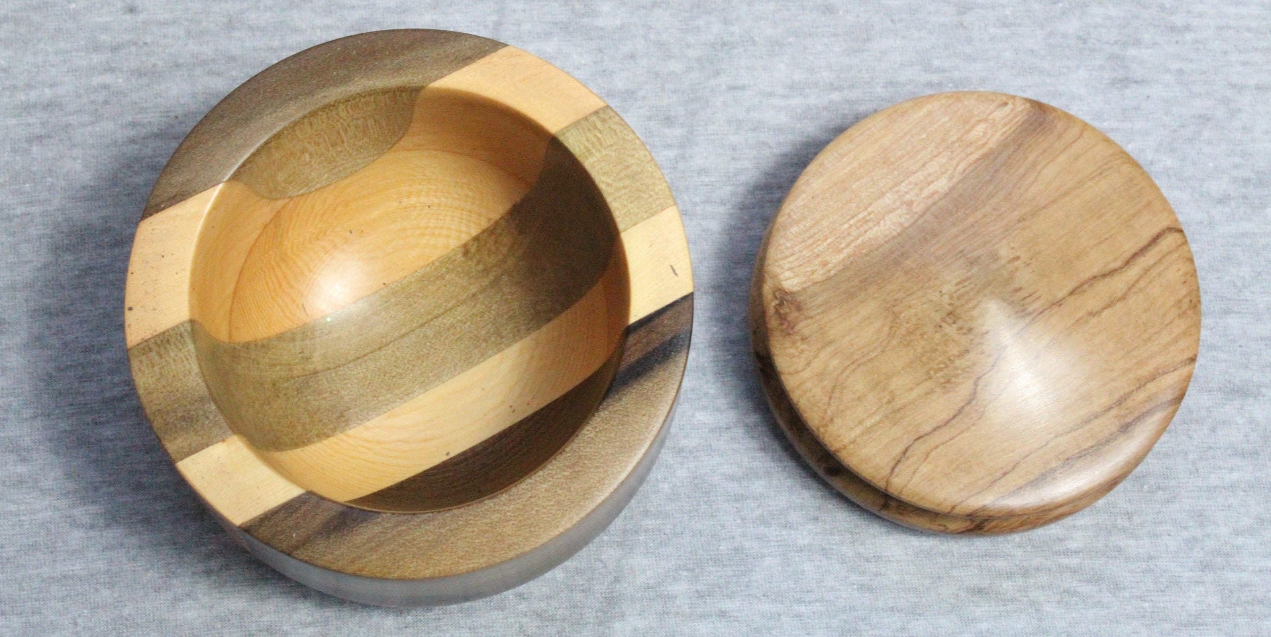 Tasmanian Blackheart Sassafras Mixed Timber Lidded Bowl Trinket Dish