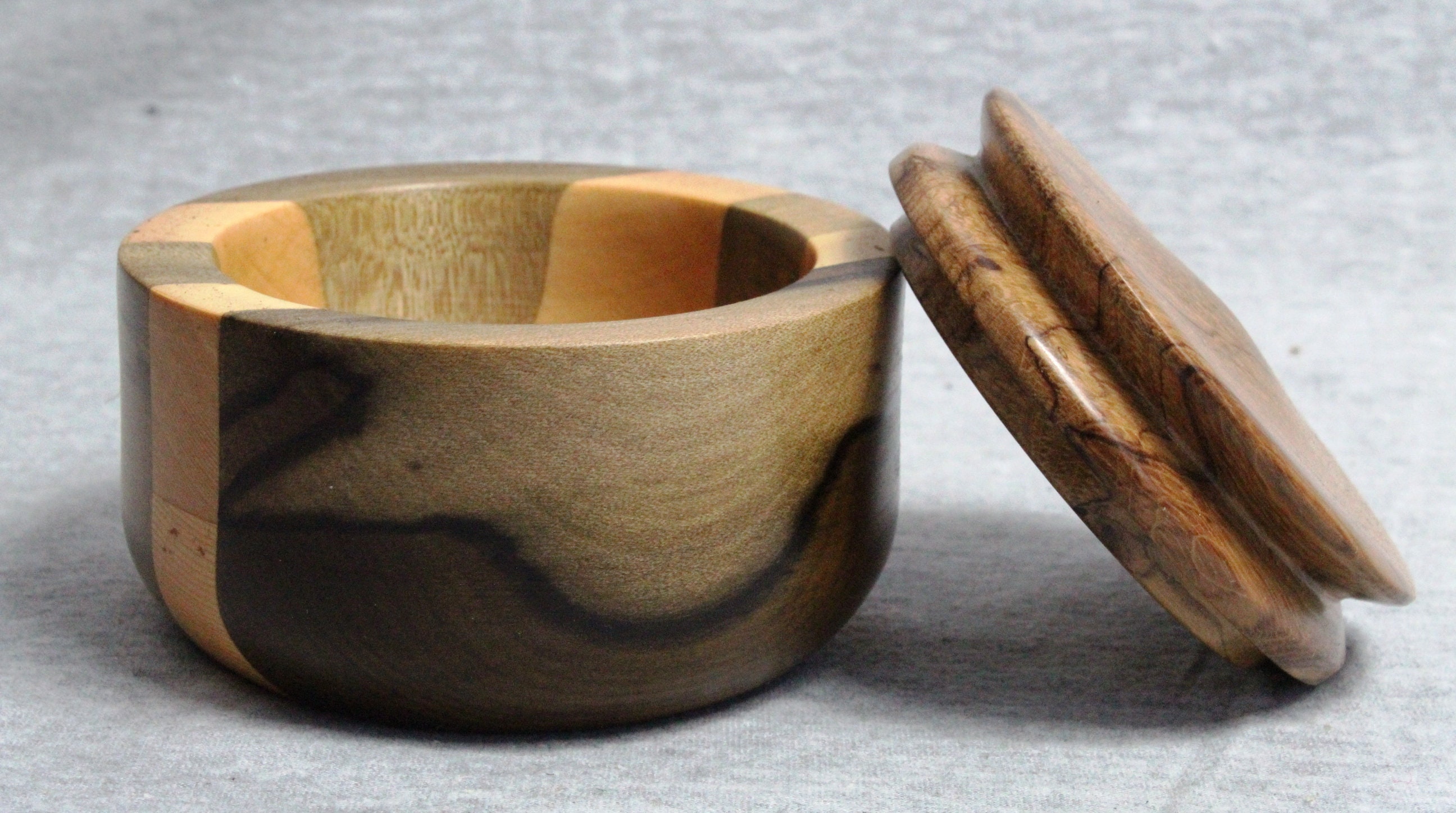 Tasmanian Blackheart Sassafras Mixed Timber Lidded Bowl Trinket Dish