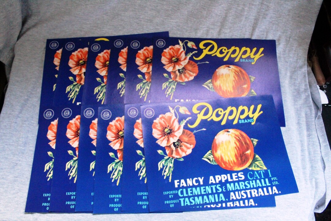 Vintage Collectable Tasmanian Apple Box Labels Cock Brand, TOP Brand ...