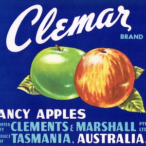 Jahrgang tasmanischen Apple Box Etiketten Clemar Marke Sonderpreis &quot;Baker es Dozen&quot; 13 Etiketten