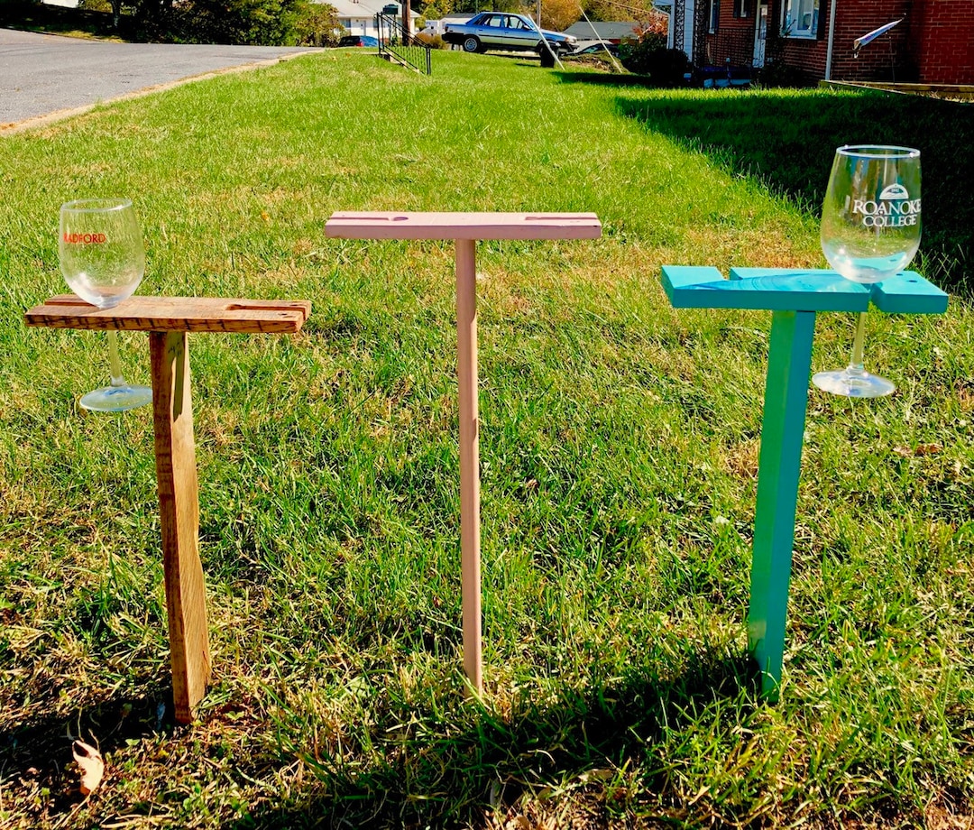 Wine Glass Holder for Beach or Picnics, Rustic Outdoor Garden Wine