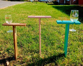 Wine Glass Holder for Beach or Picnics, Rustic Outdoor Garden Wine Caddy, Wine Lover Gift