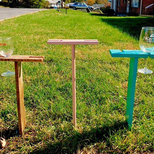Wine Glass Holder for Beach or Picnics Rustic Outdoor Garden Etsy