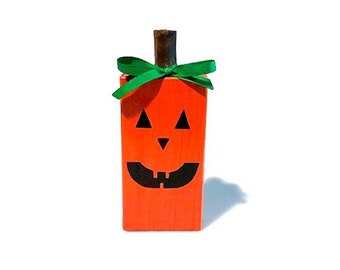 Wooden Pumpkin Block, Rustic Fall Decor, Harvest Decor