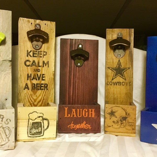 Wall Mount Bottle Opener with Cap Catcher MADE TO ORDER, Man Cave Decor, Gift Ideas for Him