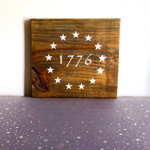 Americana Décor / Rustic 1776 Reclaimed Wood Sign / Independence Day Fourth of July Decor image 6