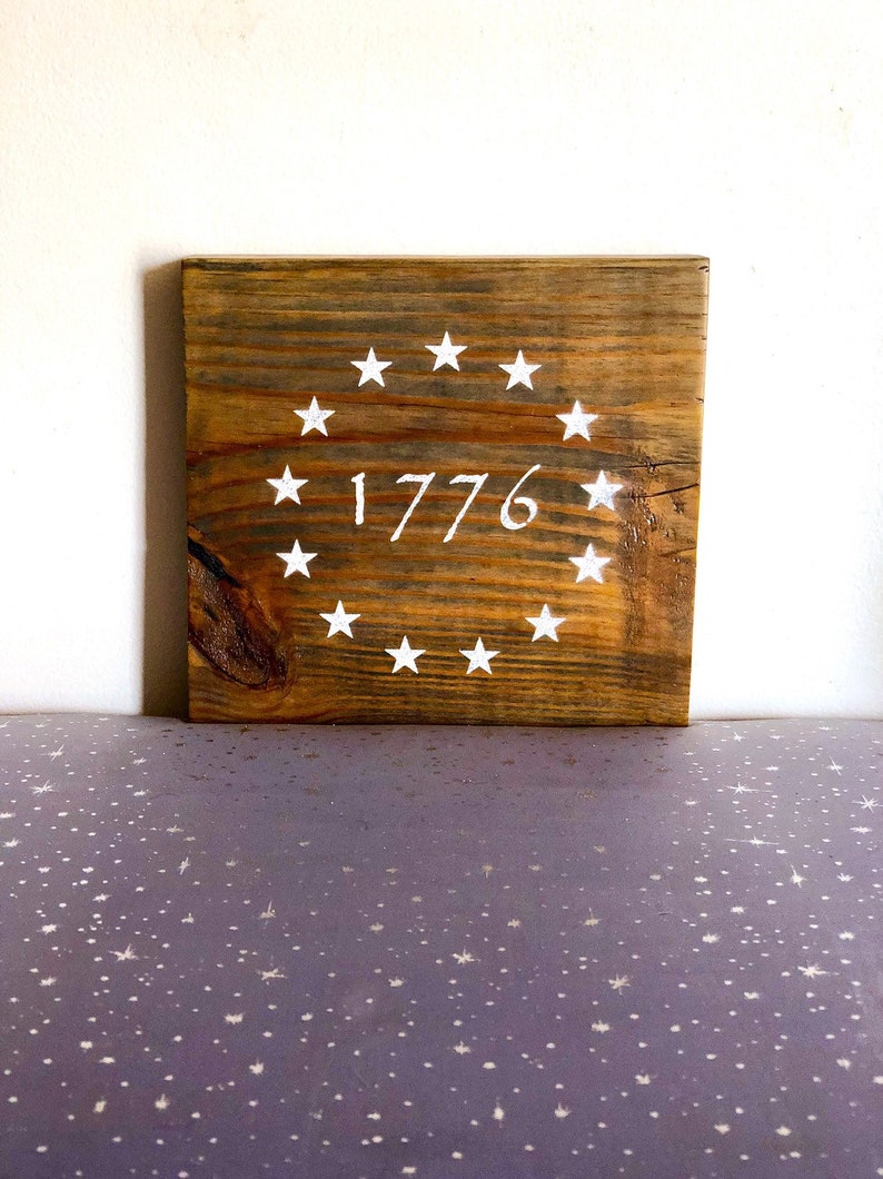 Americana Décor / Rustic 1776 Reclaimed Wood Sign / Independence Day Fourth of July Decor image 6