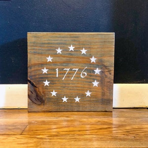 Americana Décor / Rustic 1776 Reclaimed Wood Sign / Independence Day Fourth of July Decor image 1