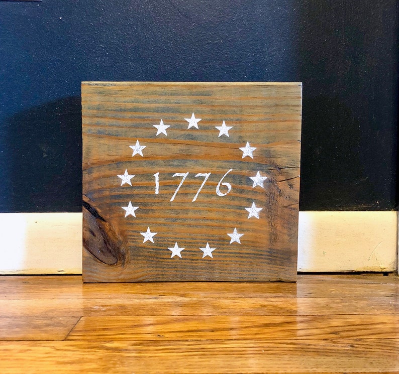 Americana Décor / Rustic 1776 Reclaimed Wood Sign / Independence Day Fourth of July Decor image 1