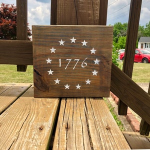 Americana Décor / Rustic 1776 Reclaimed Wood Sign / Independence Day Fourth of July Decor image 2