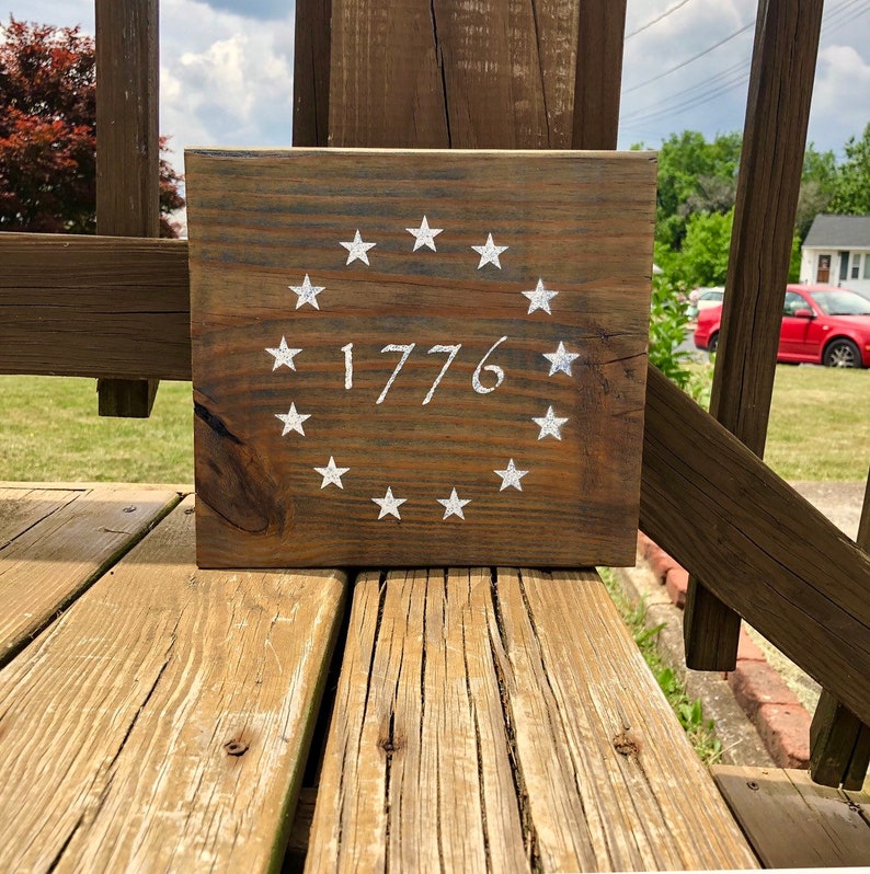 Americana Décor / Rustic 1776 Reclaimed Wood Sign / Independence Day Fourth of July Decor image 2