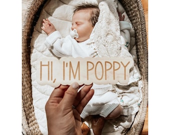 Newborn Name Sign, Hospital Photography Props, Wooden Baby Personalized Name Sign, Custom Nursery Decor, Baby Shower Gift for New Baby