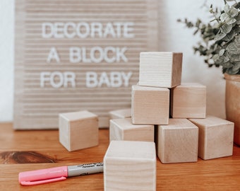 Baby Shower Block Activity, Wooden Baby Blocks, Baby Shower Games