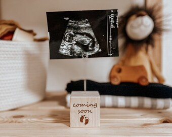 Coming Soon Baby Photo Block, Wooden Picture Holder For the Nursery, Pregnancy Announcement, Gift for New Mom, Pregnancy Announcement