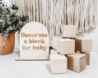 Baby Shower Block Activity, Wooden Baby Blocks, Baby Shower Games, DIY Baby Blocks, Wooden Arch Sign for Baby Shower, Boho Party