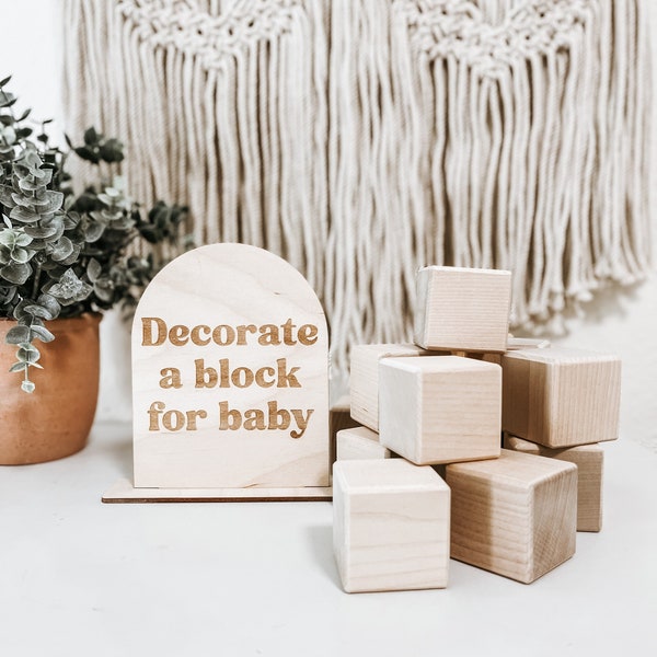 Baby Shower Block Activity, Wooden Baby Blocks, Baby Shower Games, DIY Baby Blocks, Wooden Arch Sign for Baby Shower, Boho Party