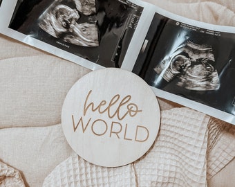 Hello World Newborn Baby Plaque, Baby Hospital Photography Prop, Newborn Baby Wooden Circle Sign