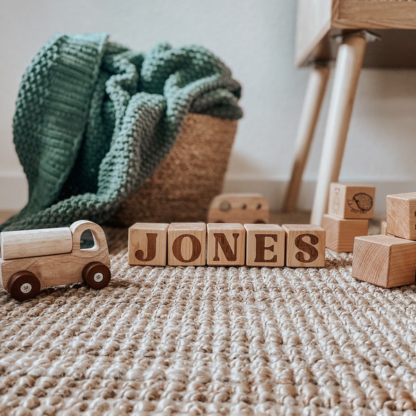 Retro Wooden Baby Name Blocks for Baby Shower Gift, Boho Decor for Girls Nursery, Newborn Photography Props