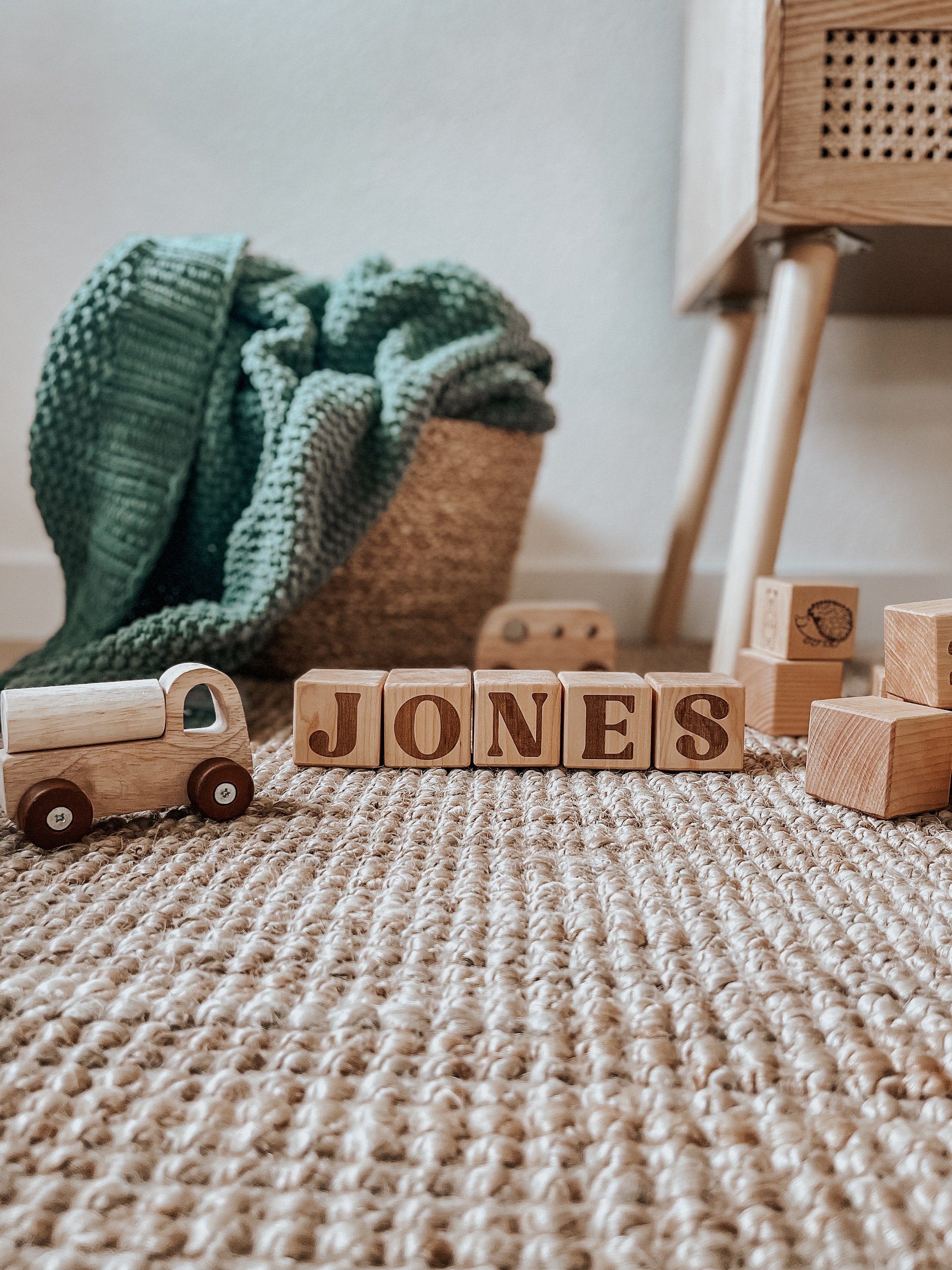 Retro Wooden Baby Name Blocks for Baby Shower Gift, Boho Decor for Girls Nursery, Newborn Photography Props