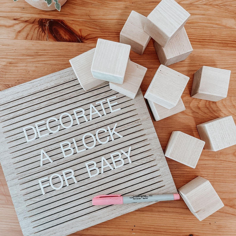 Baby Shower Block Activity Wooden Baby Blocks Baby Shower Etsy