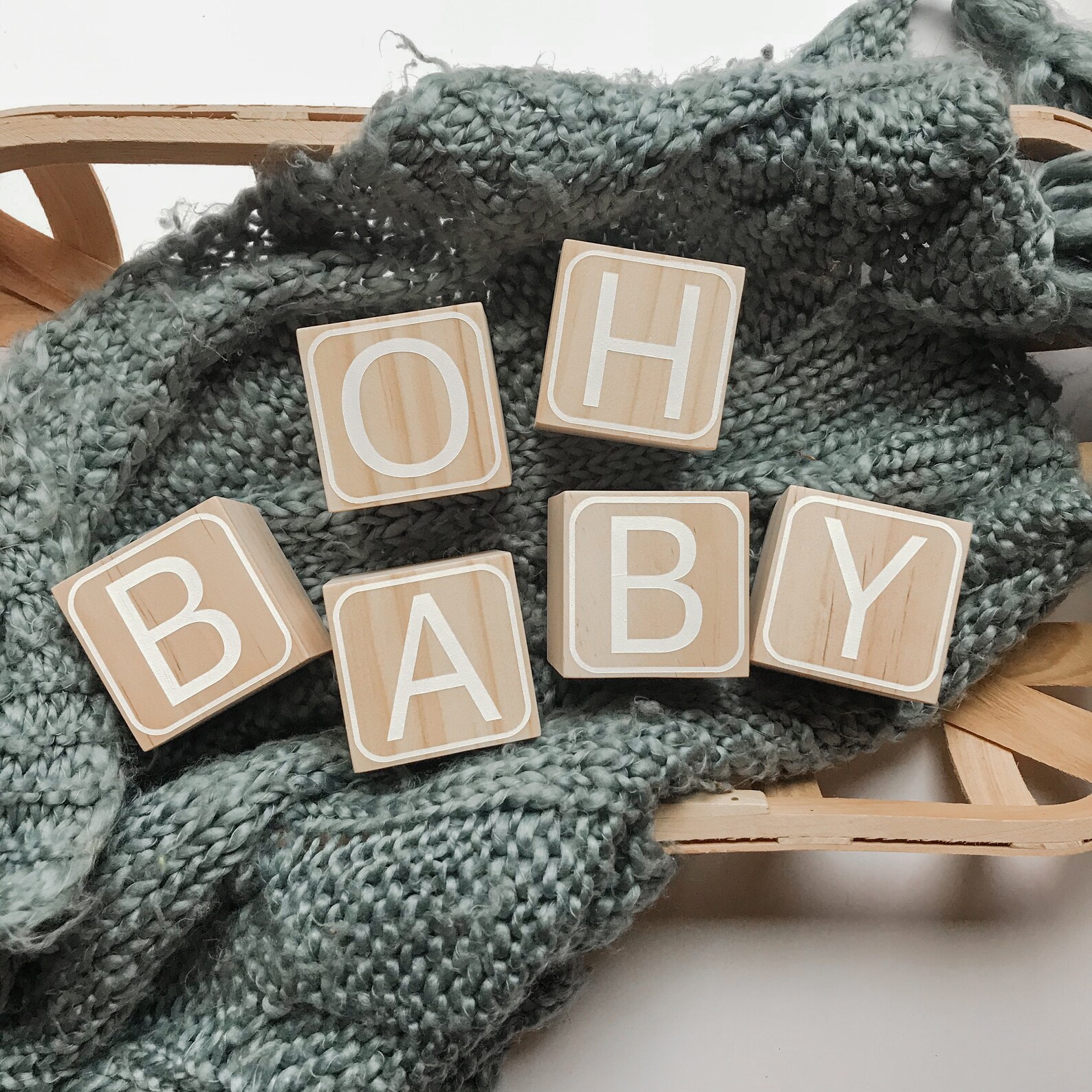 Oh Baby Wooden Blocks Baby Shower Decorations Minimalist Etsy