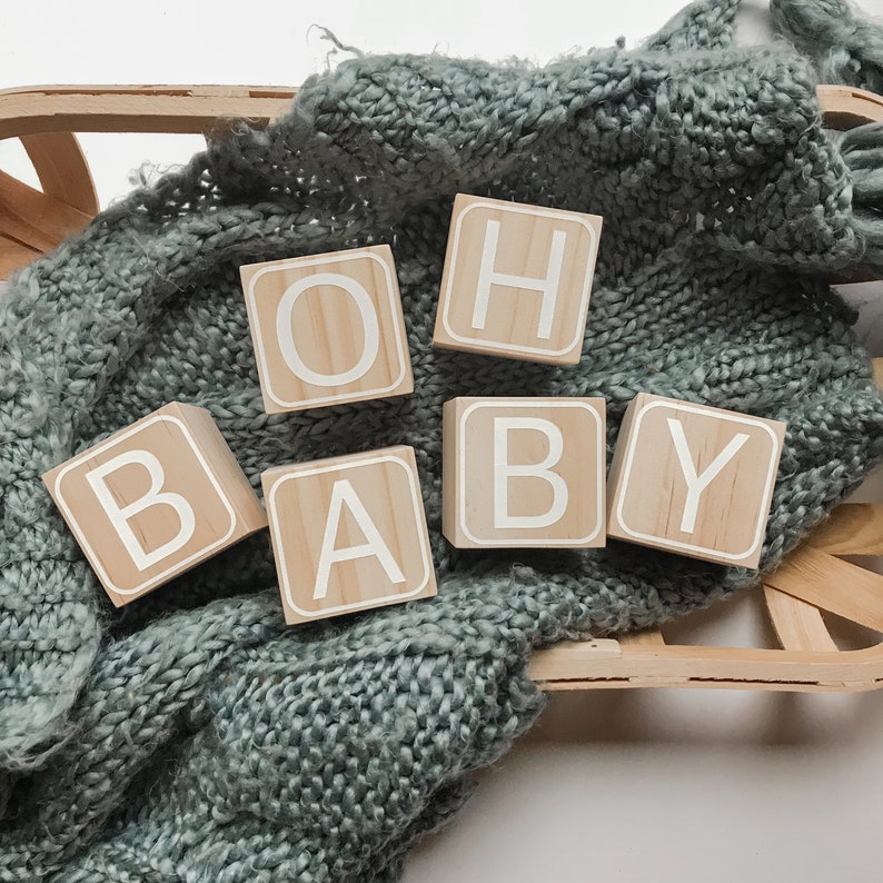 Oh Baby Wooden Blocks Baby Shower Decorations Minimalist Etsy