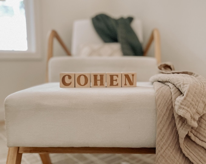 Custom Engraved Wooden Baby Name Blocks, Nursery Decor